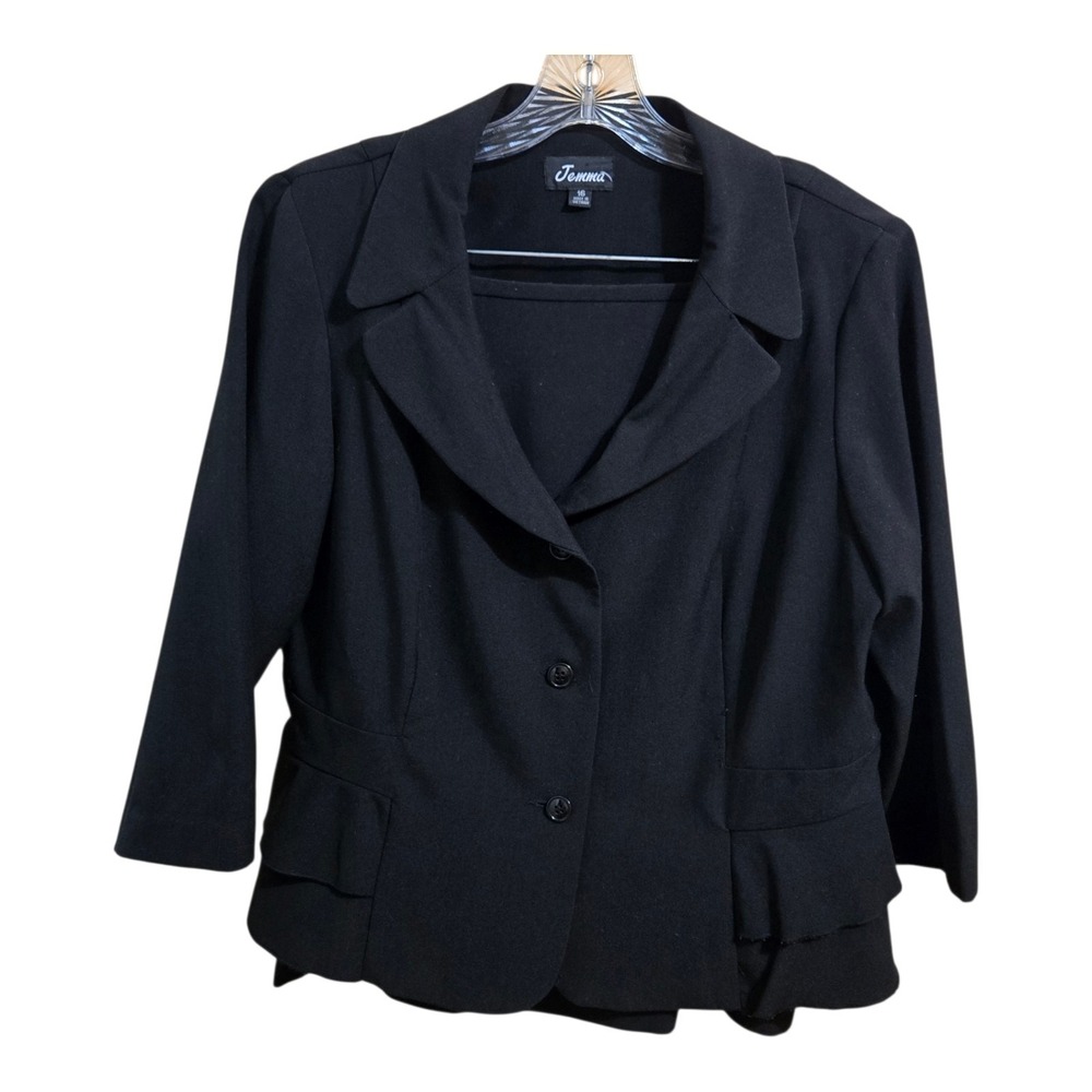 Jemma Womens 2 Piece Pencil Skirt Suit Black. Size 16 Excellent Condition